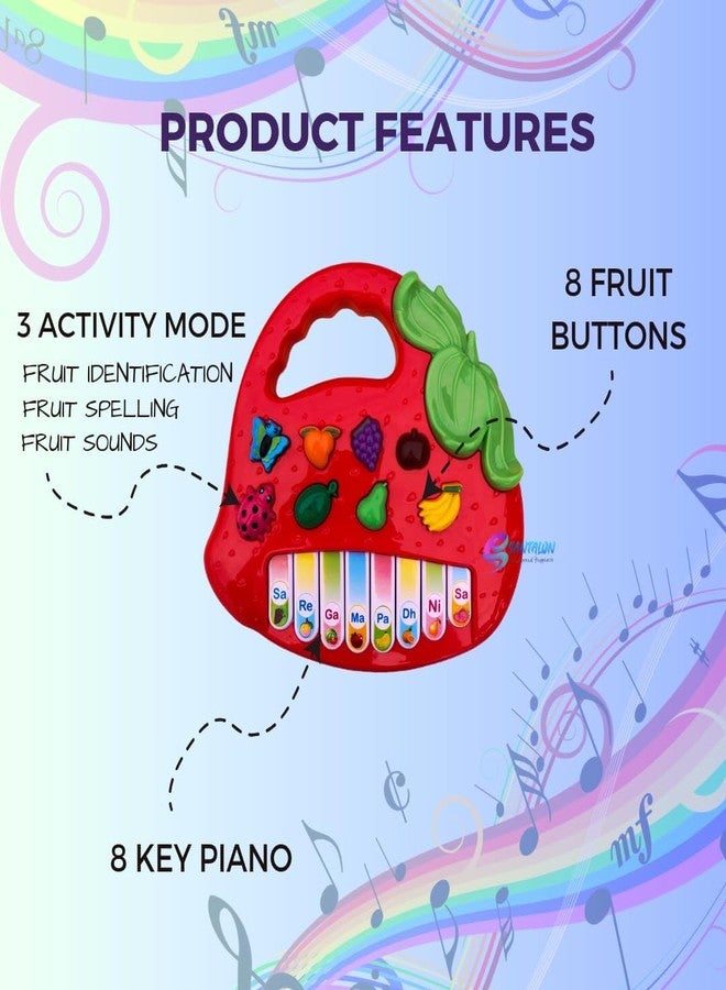 GoldiMec Musical Piano for Kids - Fruit Keyboard Musical Toys - Piano Fruit Keyboard, Sound & English Learning Toys for Kids , Electronic Fruit Piano Keyboard Toy ,Strawberry (Red) - Image 3
